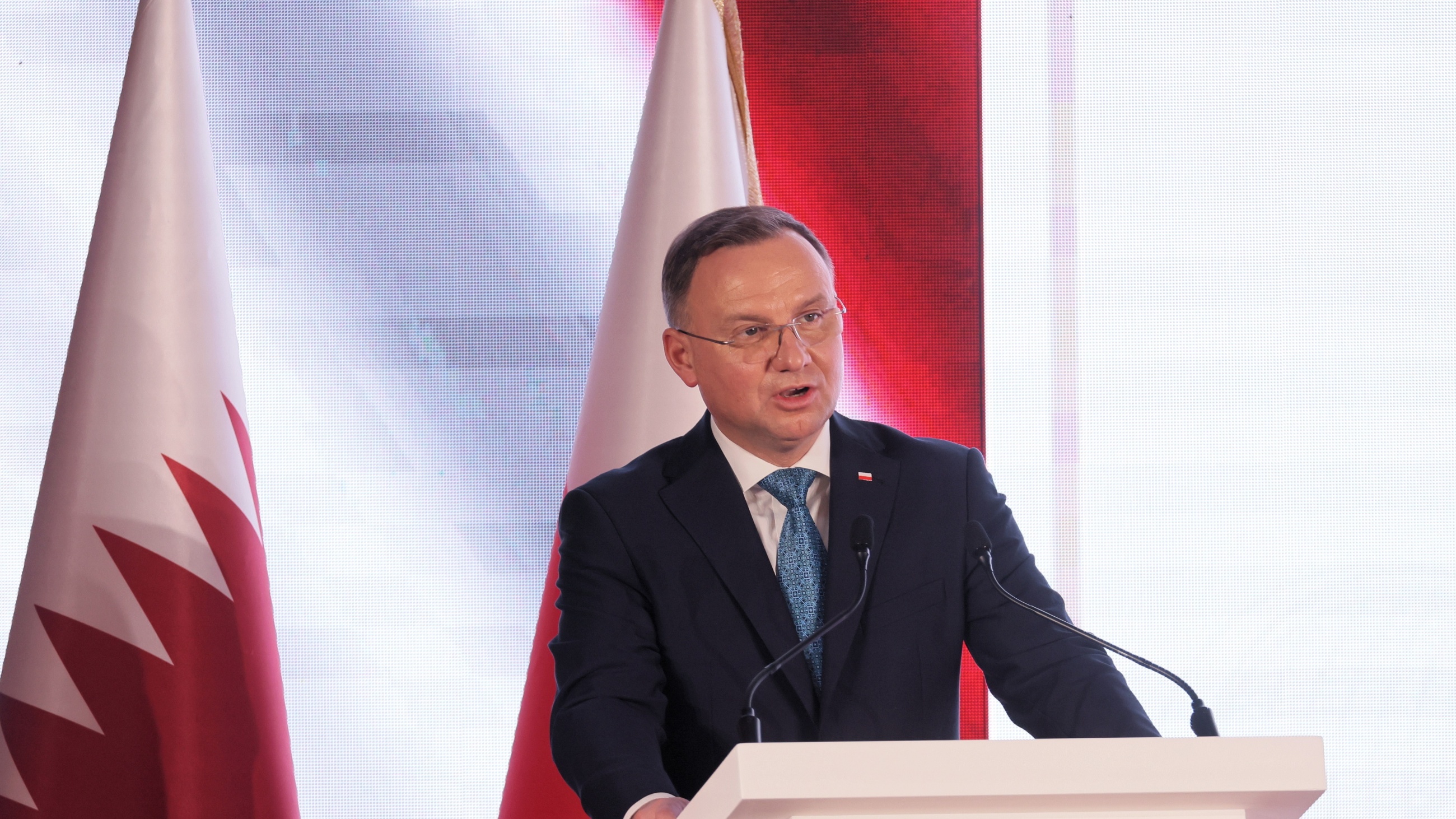 Prezydent RP Andrzej Duda przemawia podczas uroczystego otwarcia Polsko-Katarskiego okrągłego stołu gospodarczego