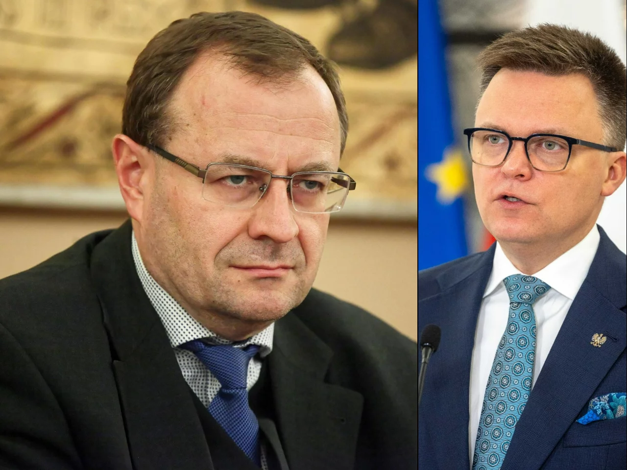 Prof. Antoni Dudek i marszałek Sejmu Szymon Hołownia