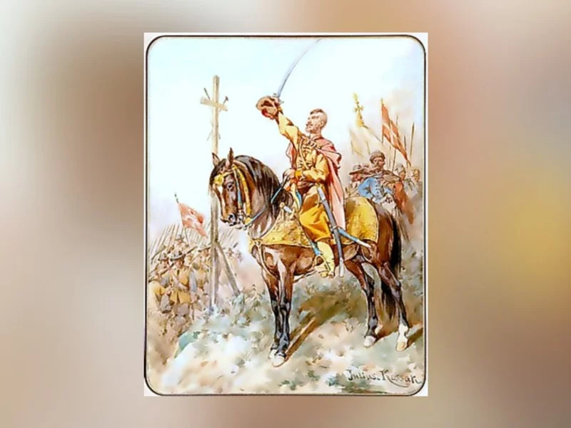 Książę Jeremi Wiśniowiecki odprawiający wojska (akwarela Juliusza Kossaka)