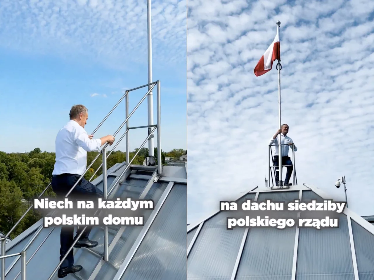Tusk climbed onto the roof of the Prime Minister&#39;s Chancellery. The Prime Minister posted a recording