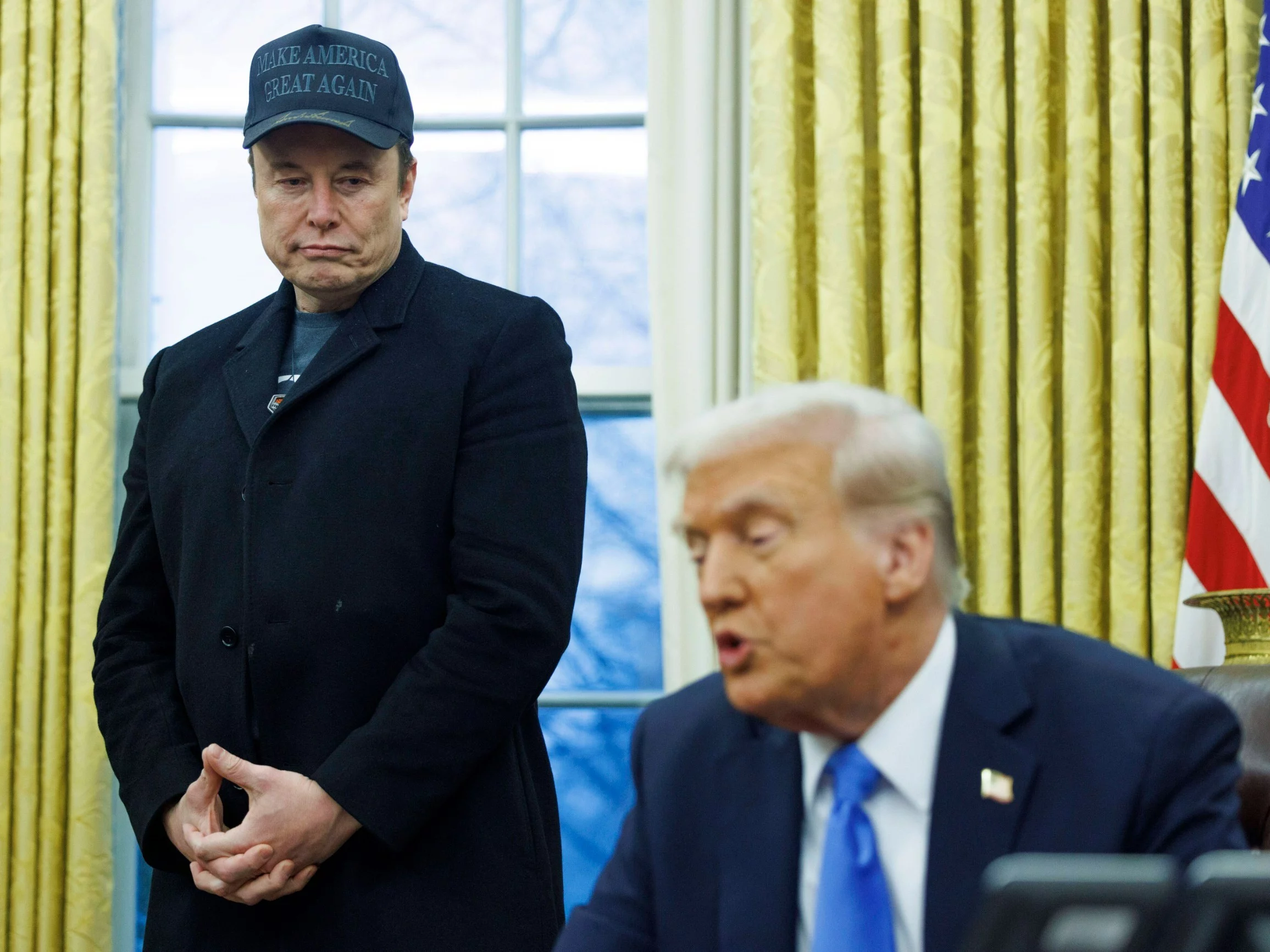 Elon Musk (L) i Donald Trump (P) w Białym Domu