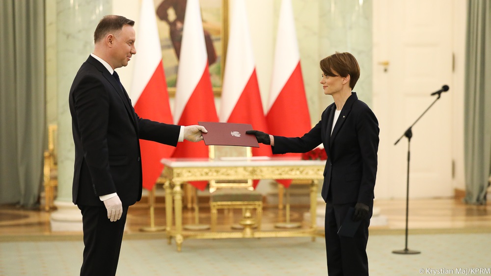 Prezydent Andrzej Duda i wicepremier Jadwiga Emilewicz