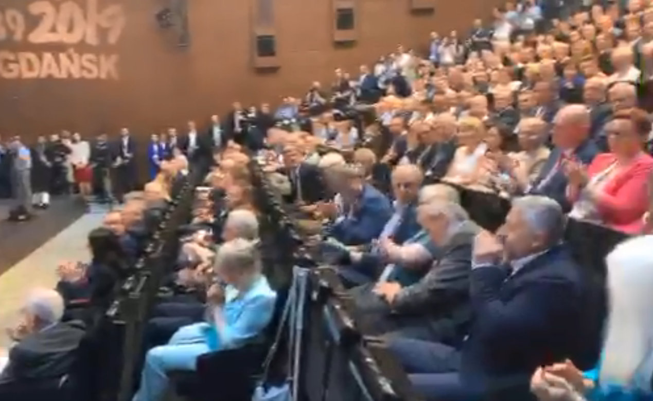 Europejskie Centrum Solidarności. List w imieniu Prezydenta RP Dudy czyta Zofia Romaszewska.