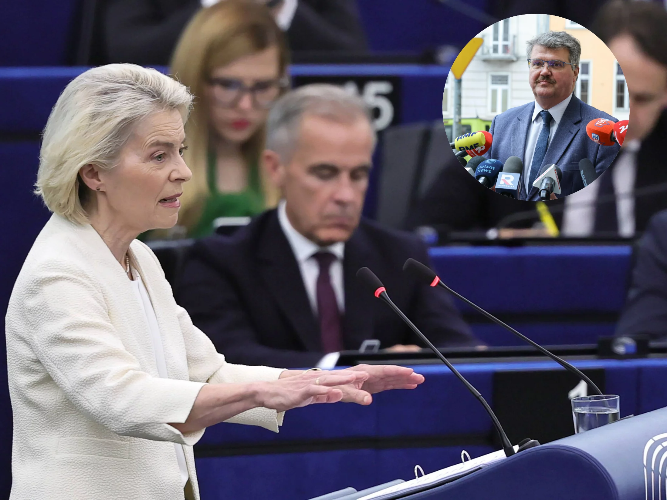 Przewodnicząca KE Ursula von der Leyen, eurodeputowany PiS Maciej Wąsik