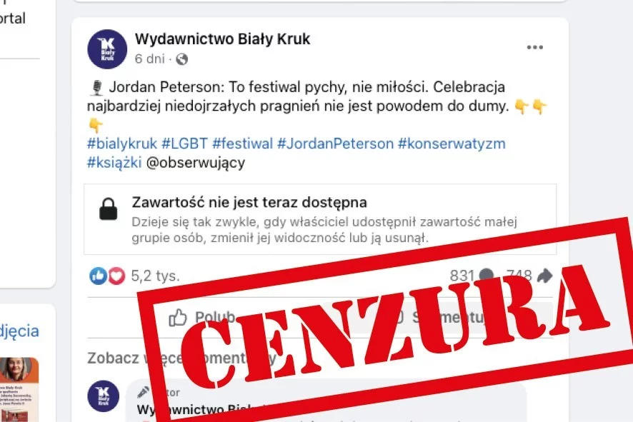 Facebook usuwa informacje Białego Kruka