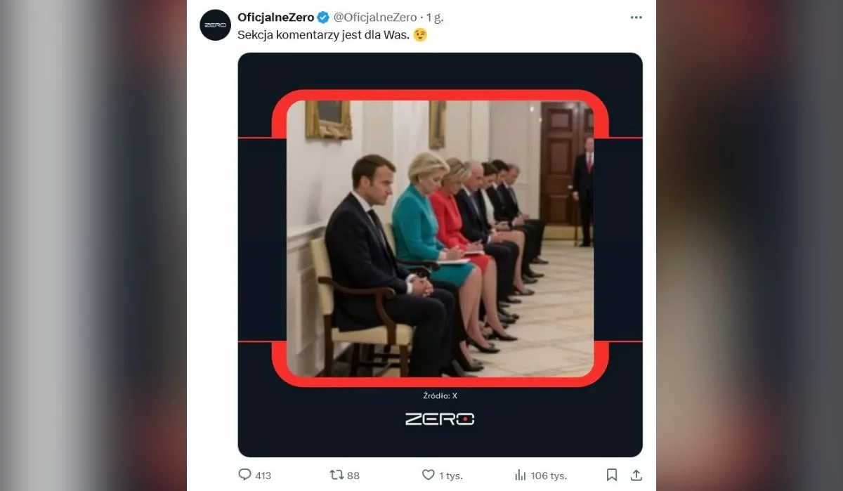 Zrzut ekranu z profilu Oficjalne Zero na X