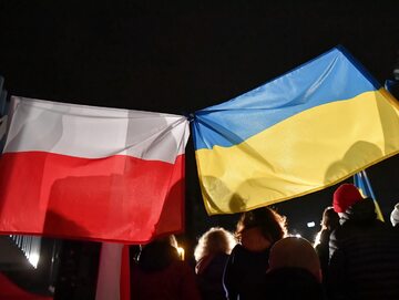 Flagi Polski i Ukrainy w Gdańsku
