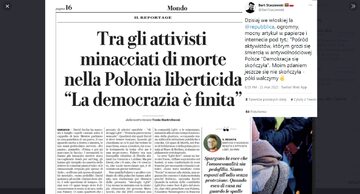 Fragment materiału w "La Repubblica" o Polsce