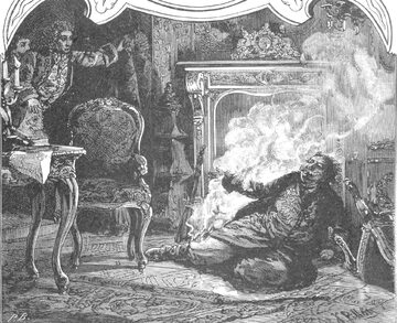 Fragment rysunku przedstawiającego wypadek Stanisława Leszczyńskiego z cyklu Ksawerego Pillatiego. 1888 r.