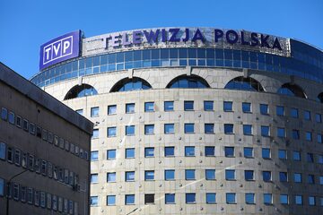 Fragment siedziby Telewizji Polskiej przy ulicy Woronicza 17