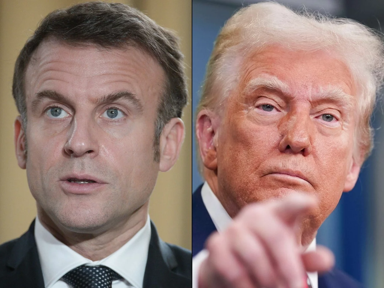 Prezydent Francji Emmanuel Macron i prezydent USA Donald Trump