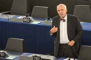 FRANCJA STRASBURG. Janusz Korwin-Mikke w Parlamencie Europejskim