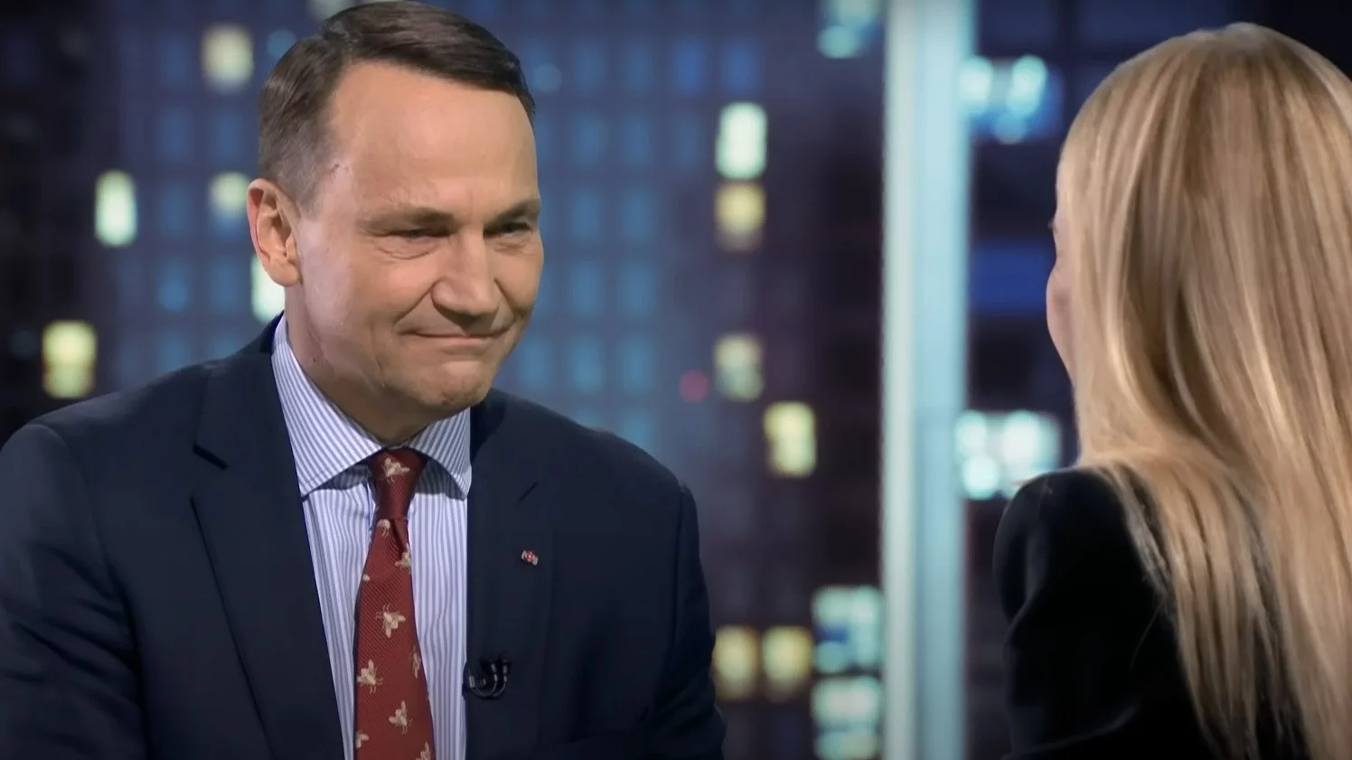 Radosław Sikorski i Monika Olejnik w programie "Kropka nad i"