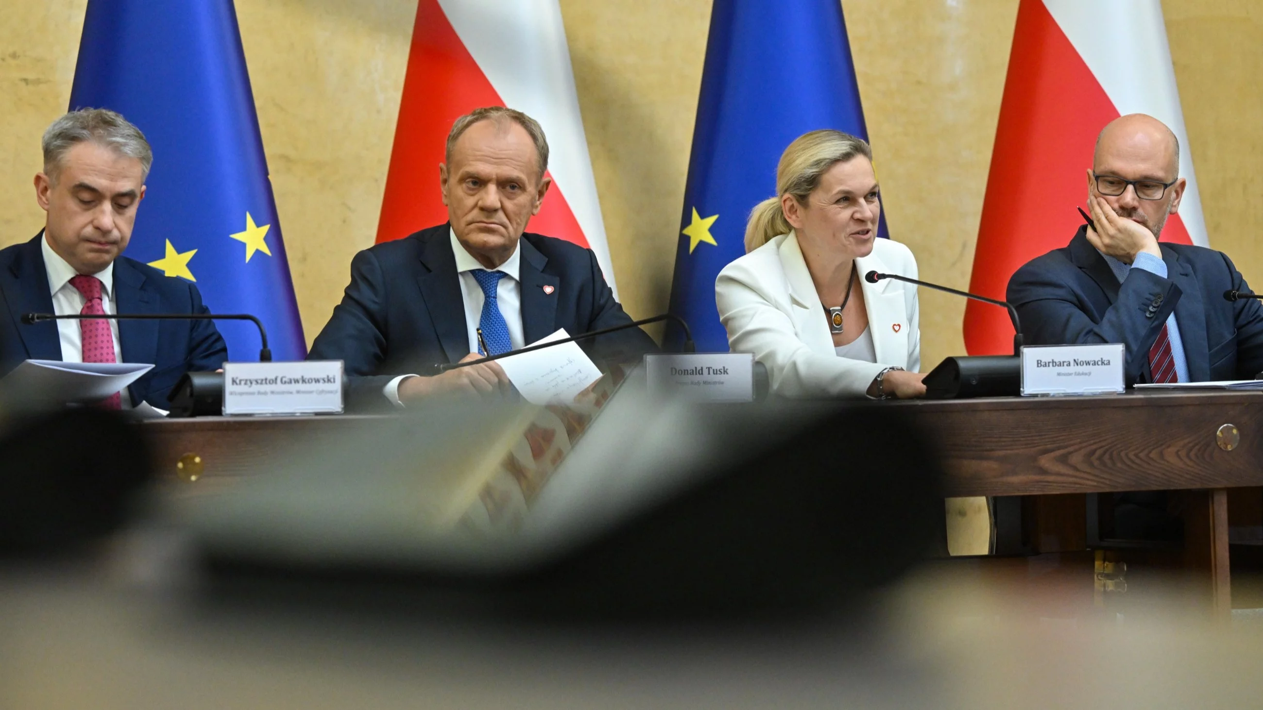 K. Gawkowski, D. Tusk, B. Nowacka, M. Berek podczas prac rządowych