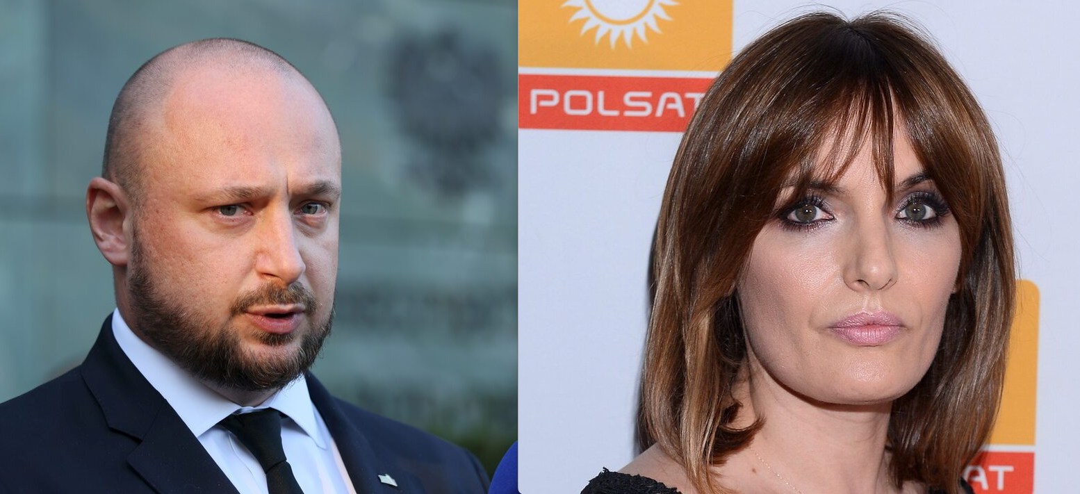 Szef BBN Jacek Siewiera i dziennikarka Polsatu Dorota Gawryluk