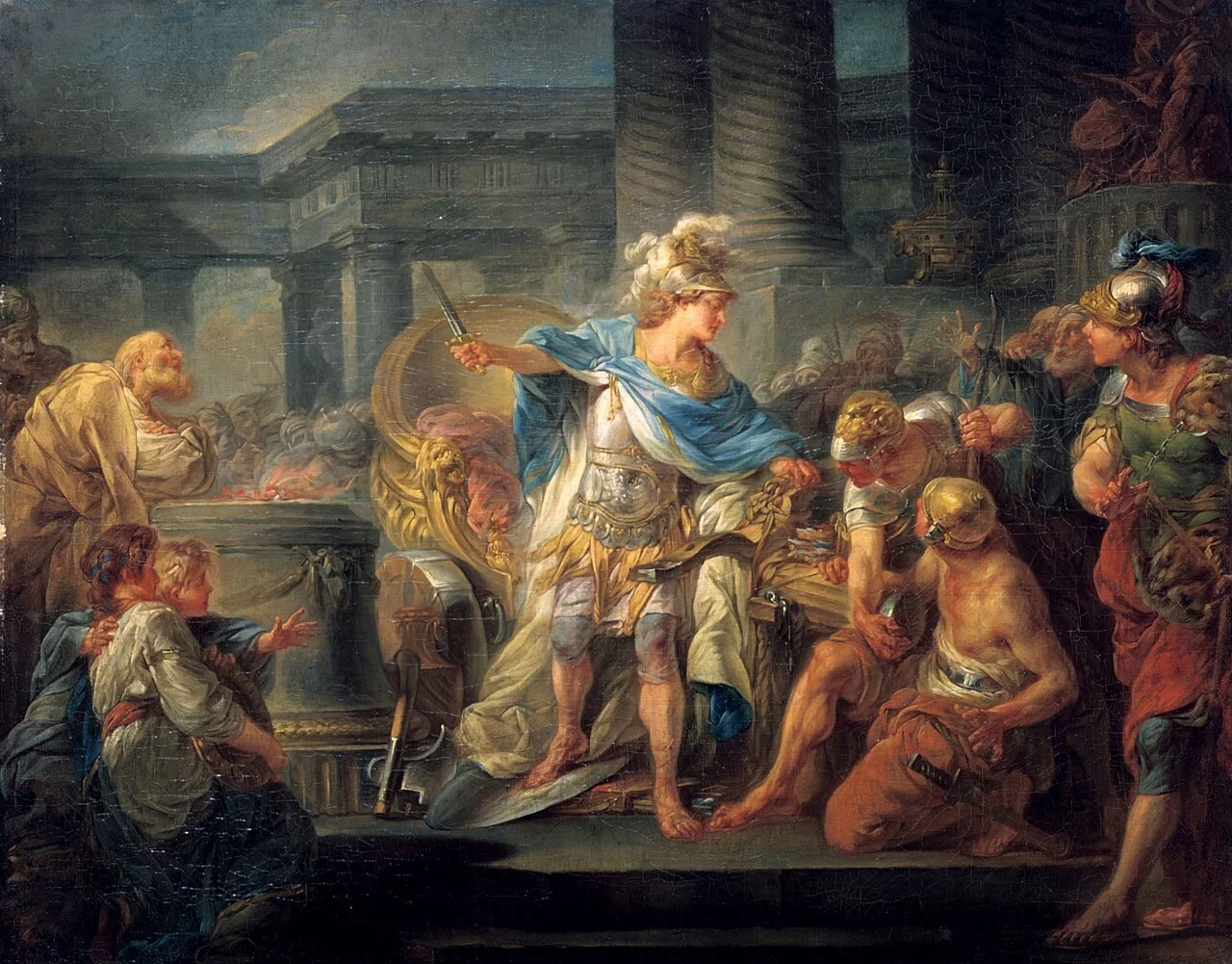 Aleksander Wielki przecinający węzeł gordyjski