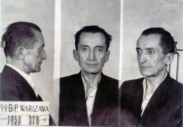 Gen. August Emil Fieldorf „Nil” po aresztowaniu w 1950 roku.