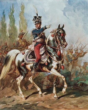 Generał Jan Henryk Dąbrowski na czele Legionów, obraz Juliusza Kossaka