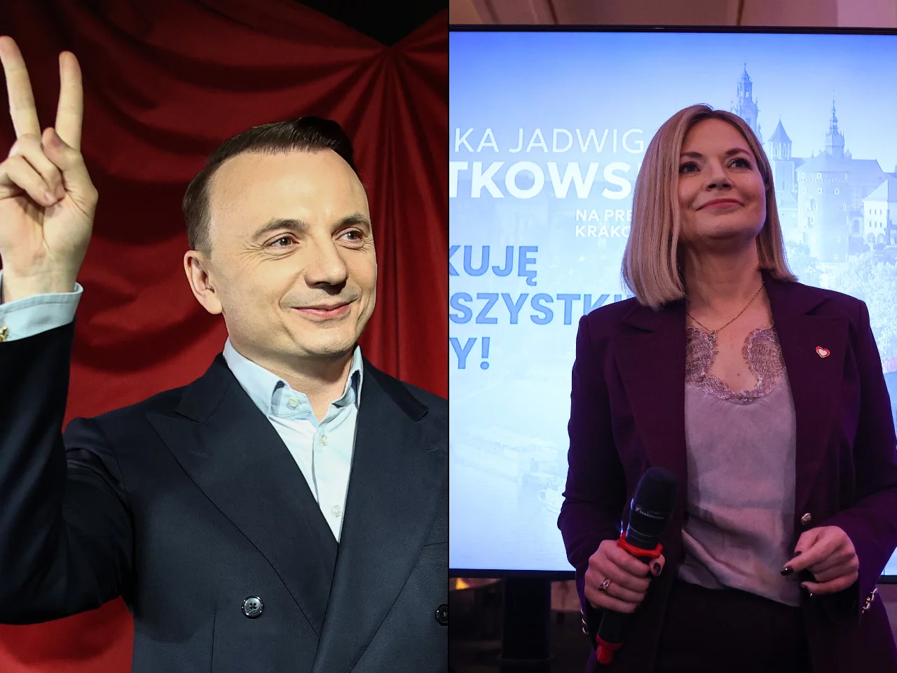 Łukasz Gibała, Monika Piątkowska. Wieczór wyborczy w Krakowie