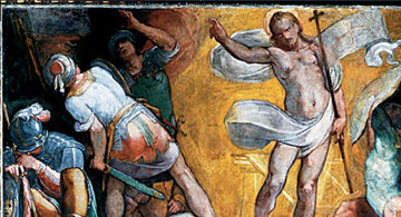 Giovanni Battista Lombardelli, „Zmartwychwstanie”, fresk na ścianie ponad kaplicą Falconich w Santa Maria ai Monti w Rzymie, ok. 1600 r.
