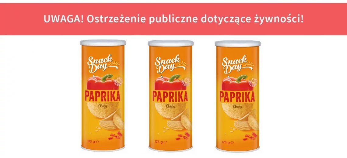 Ostrzeżenie publiczne dotyczące żywności: Wycofanie produktu pn. "Snack Day, Chipsy paprykowe, 175 g"