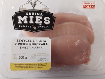 GIS wydał ostrzeżenie w związku z wycofaniem jednej partii produktu sznycel z fileta z kurczaka ze względu na wykrycie obecności bakterii Salmonella Enteritidis.