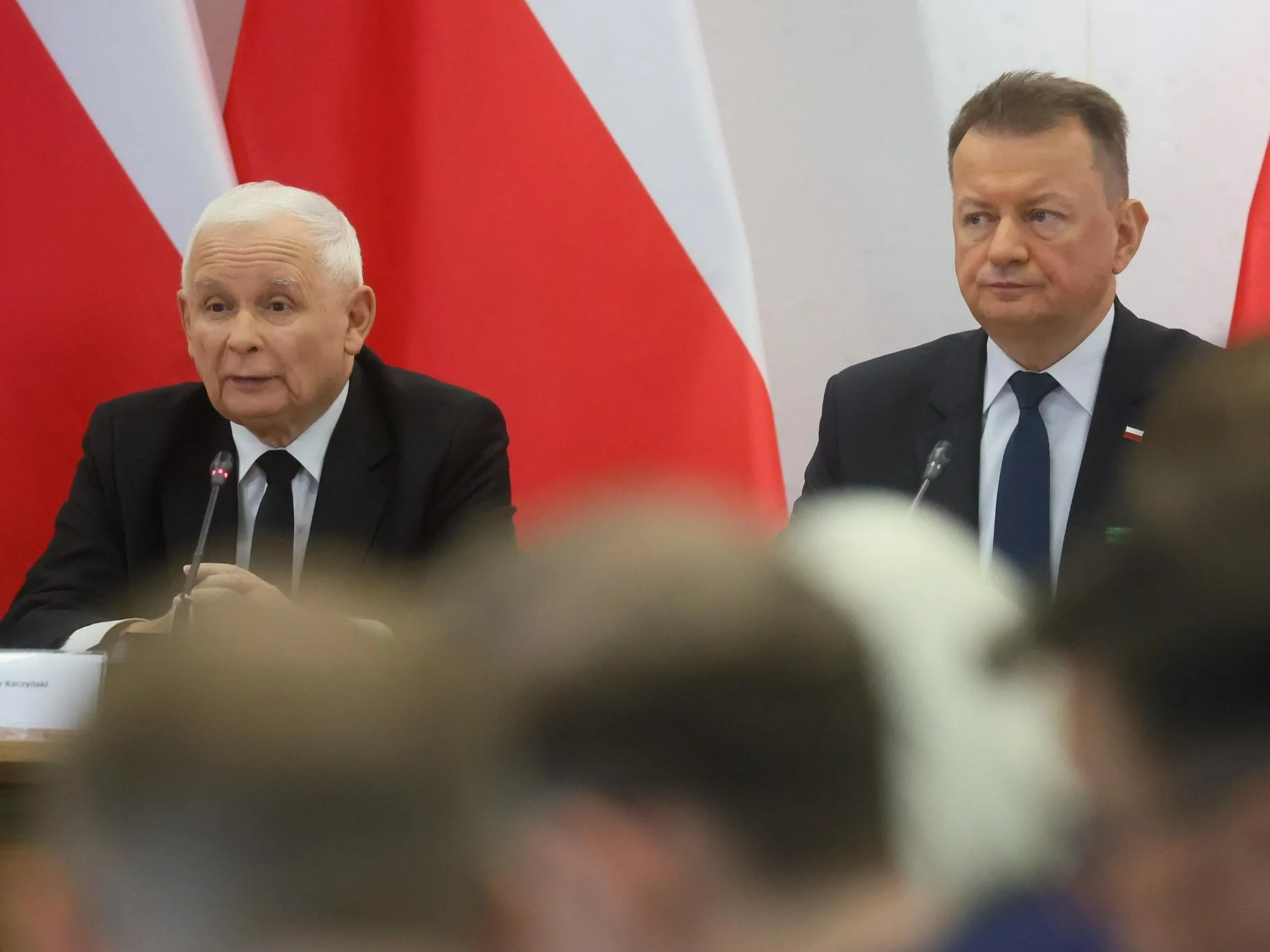 Prezes PiS Jarosław Kaczyński (L) i przewodniczący KP PiS Mariusz Błaszczak