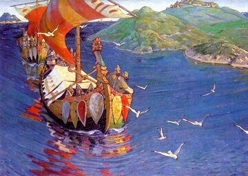 "Goście zza mórz" (1901) mal. Nicholas Roerich