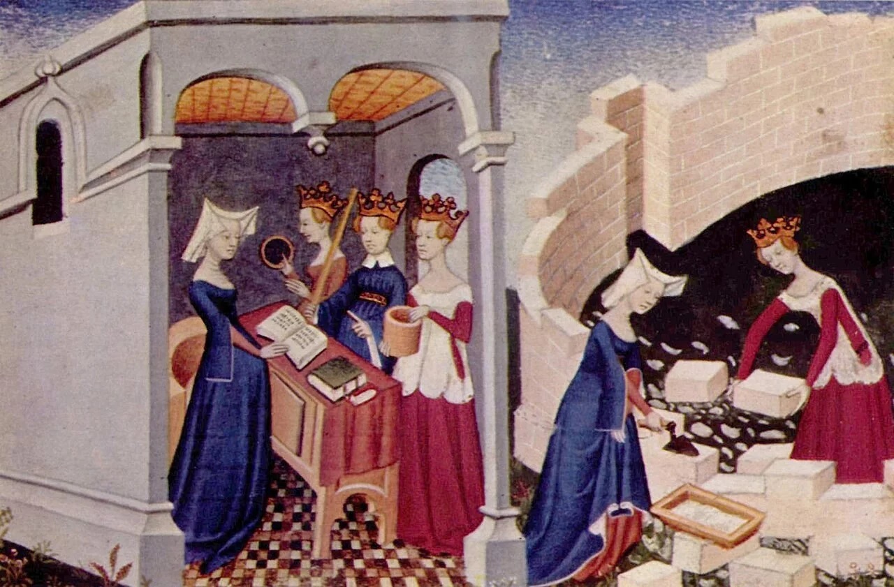 Ilustracja z Księgi Miasta Dam autorstwa Christine de Pisan nadwornej pisarki królów Francji, XIV wiek