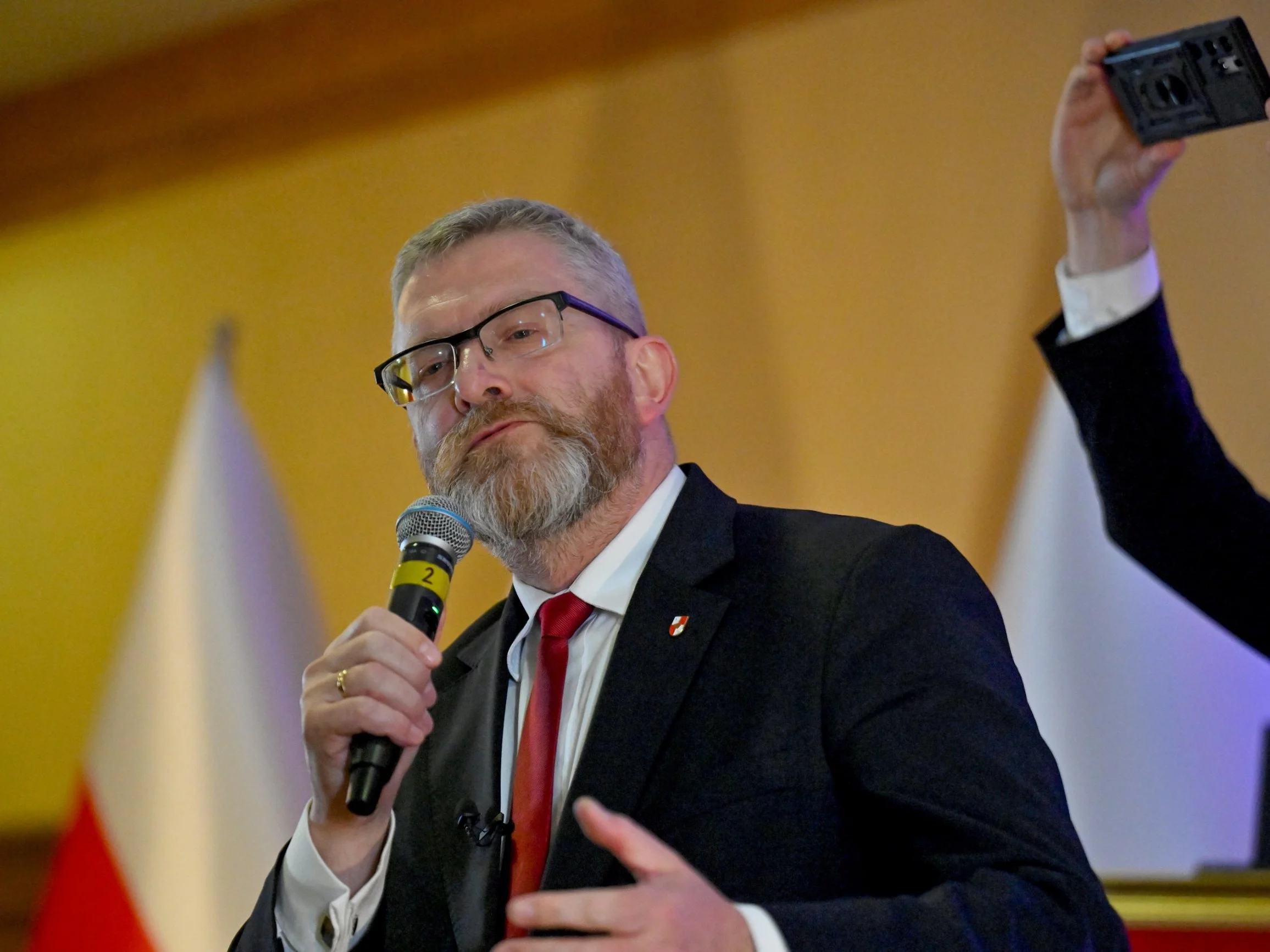 Braun took down and trampled on the European Union flag in the ministry