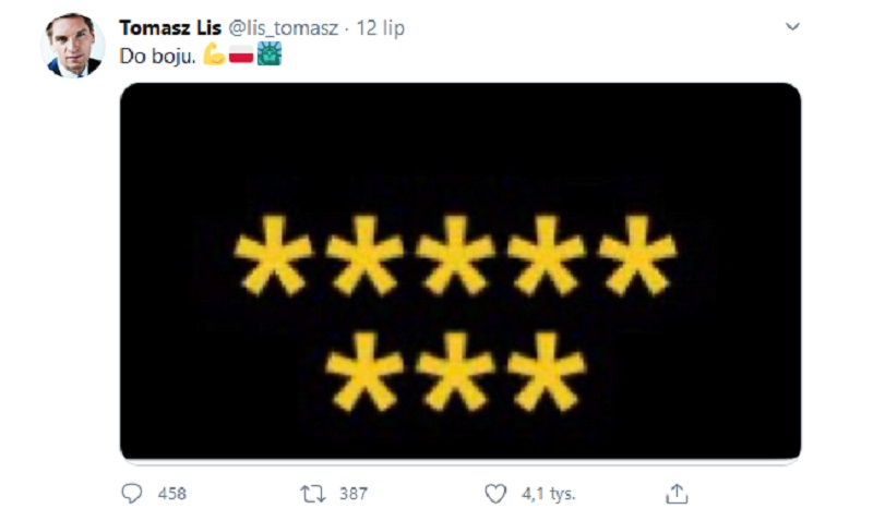 Wpis Tomasza Lisa na Twitterze