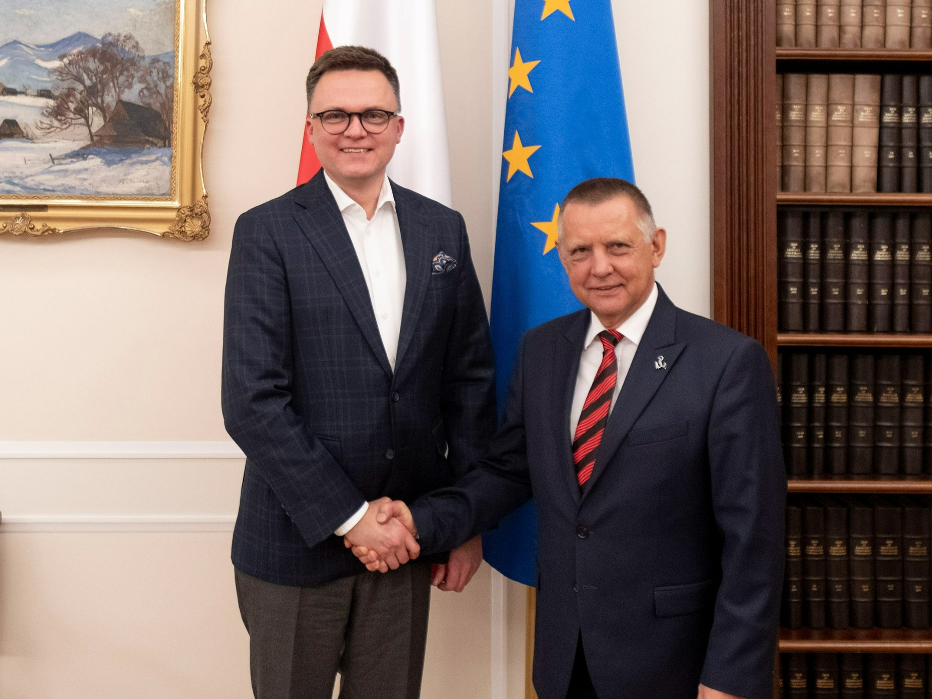 Marszałek Sejmu Szymon Hołownia i prezes NIK Marian Banaś