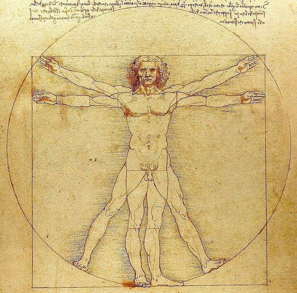 Człowiek witruwiański. Rysunek autorstwa Leonarda da Vinci