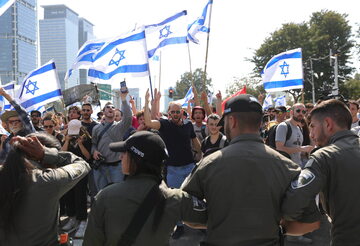 Izrael, Tel Awiw. Protest przeciwko reformie wymiaru sprawiedliwości