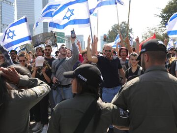 Izrael, Tel Awiw. Protest przeciwko reformie wymiaru sprawiedliwości.