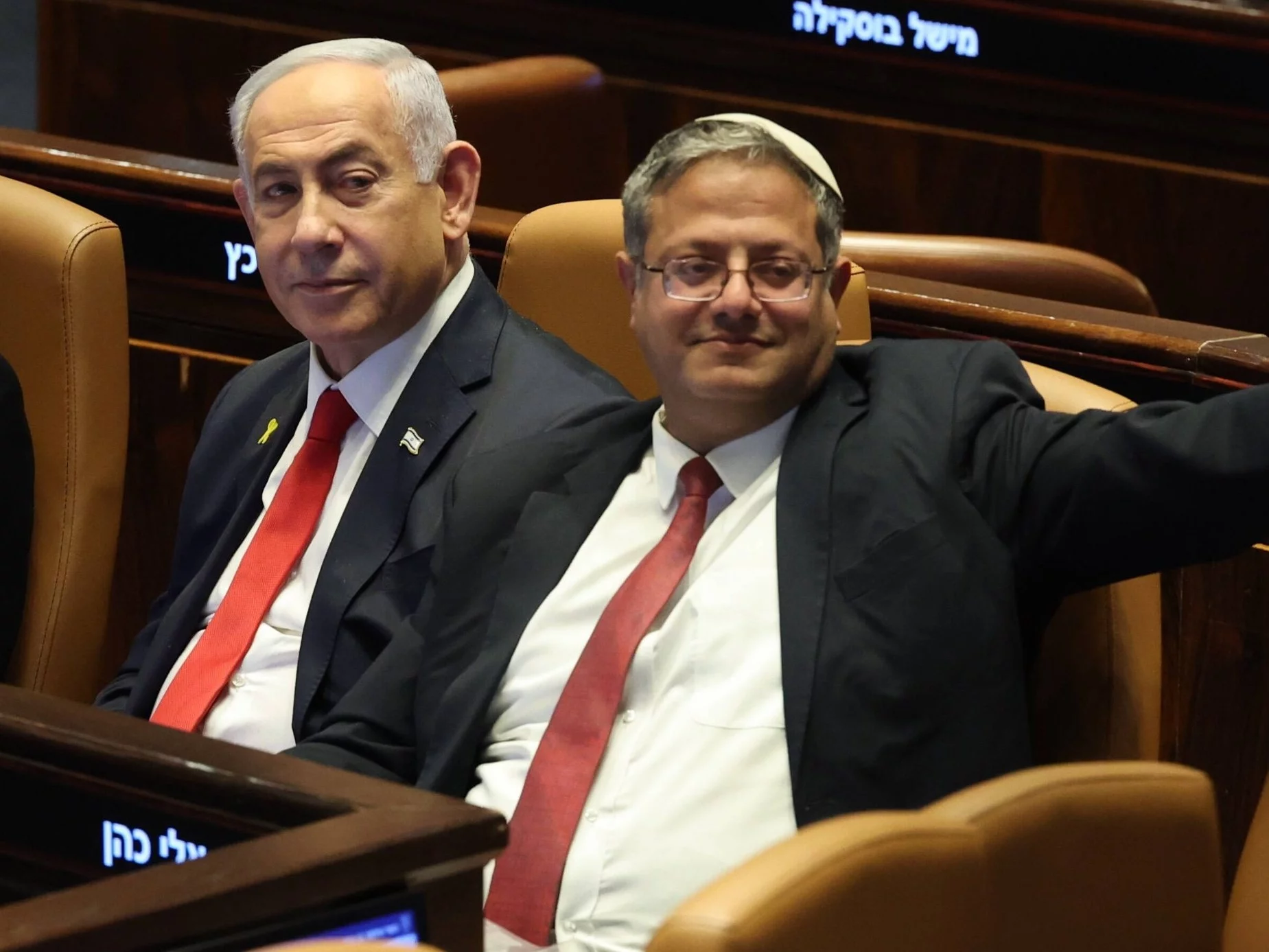 Benjamin Netenjahu i Itamar Ben-Gvir w Knesecie