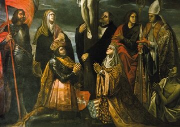 Jadwiga i Władysław pod krzyżem, obraz Tomasza Dolabelli. I połowa XVII w.