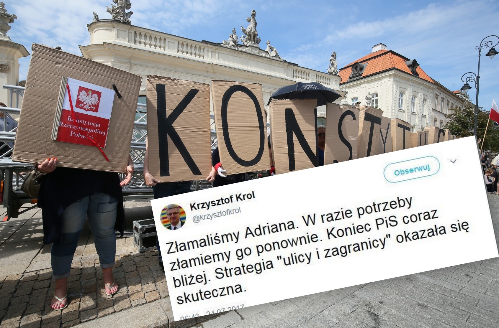 Protest pod Pałacem Prezydenckim