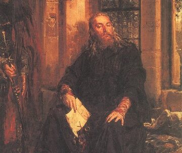 Jan Matejko „Władysław Biały w Dijon”, 1867 r., olej/ deska; wymiary 47 x 38 cm, Muzeum Uniwersytetu Jagiellońskiego w Krakowie