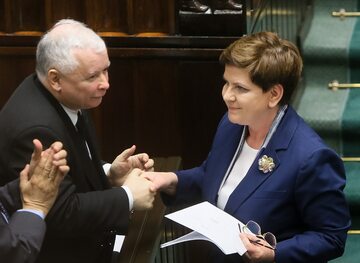 Jarosław Kaczyński i Beata Szydło w Sejmie