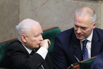 Jarosław Kaczyński i Jacek Żalek w Sejmie