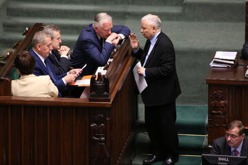 Jarosław Kaczyński i Jarosław Gowin w Sejmie