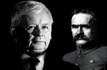 Jarosław Kaczyński i Józef Piłsudski