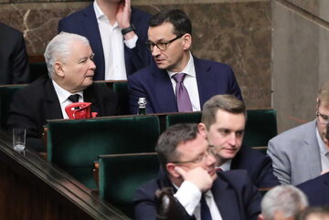 Jarosław Kaczyński i Mateusz Morawiecki w Sejmie
