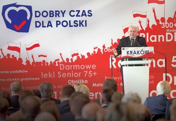 Jarosław Kaczyński podczas konwencji PiS w Krakowie