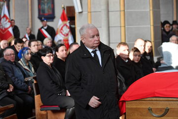 Jarosław Kaczyński podczas pogrzebu Stefana Strzałkowskiego