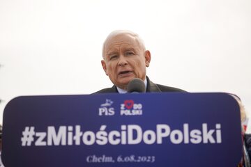 Jarosław Kaczyński przemawia z Chełmie