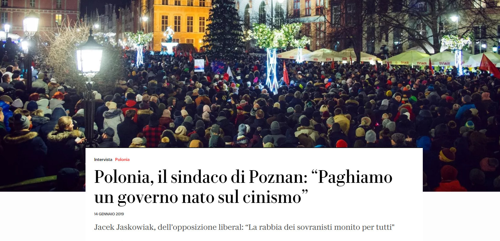 Artykuł na stronie "La Repubblica"