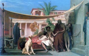 Jean-Léon Gérôme: Sokrates poszukujący Alkibiadesa w domu Aspazji