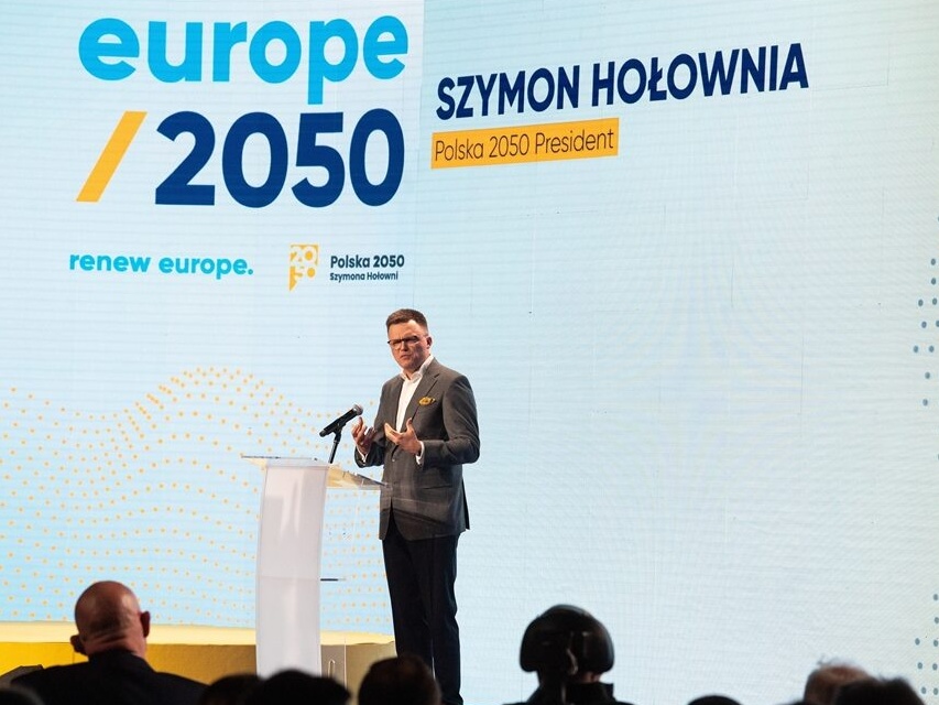 Lider Polski 2050 Szymon Hołownia podczas Kongresu Europa 2050